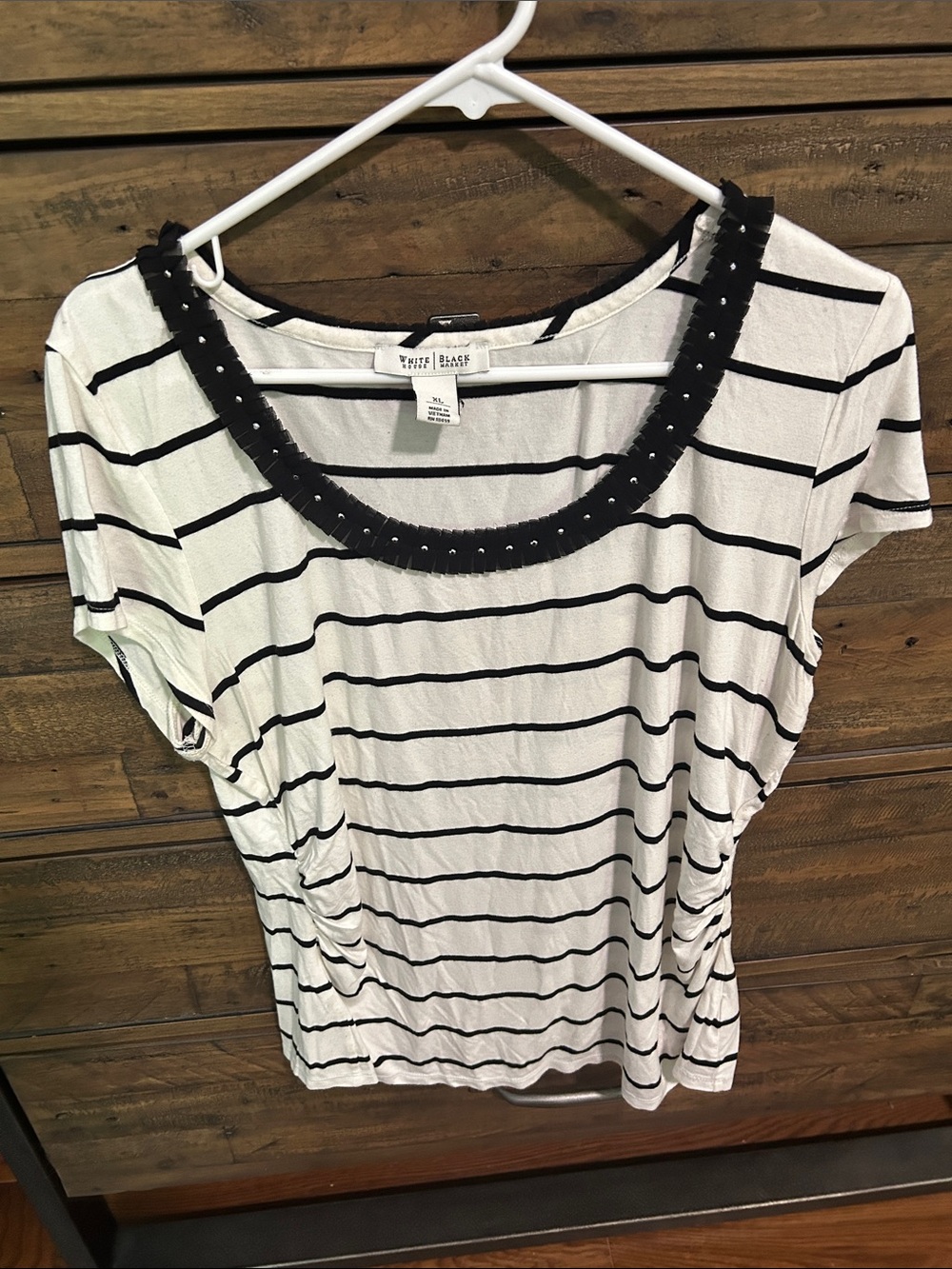 White House Black Market. Black floral cardigan and B/W Stripe Tshirt. Set of 2 - Picture 4 of 13